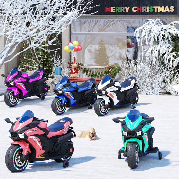 12V Electric Motorcycle for Kids, Powered Toy Motorcycle, Child Motorcycle Ride On with Light Wheels and Bluetooth Music Green (No shipping on weekends) (Temu, Walmart Amazon  prohibited)