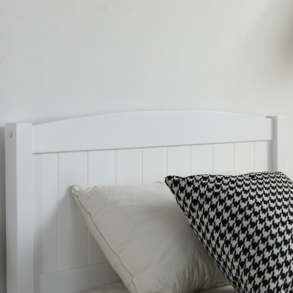 FCH Twin Pine Single-Layer Core Vertical Stripe Full-Board Curved Bed Head With The Same Bed Foot White Wooden Bed