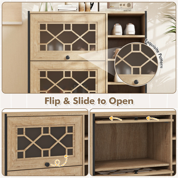 Entry shoe cabinet with adjustable shelf