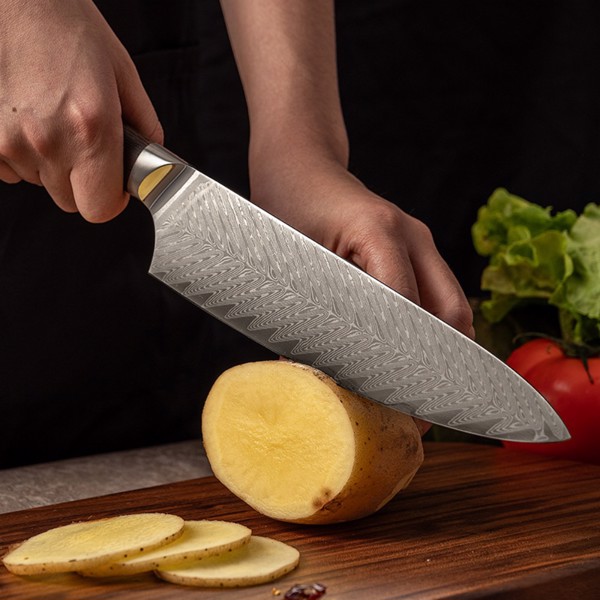 13.5-Inch Damascus Stainless Steel Kitchen Knife 67 Layer Vegetable Meat Fish Slicing Chopping Cooking Kitchen Knife, Professional Damascus Chef Knife Set