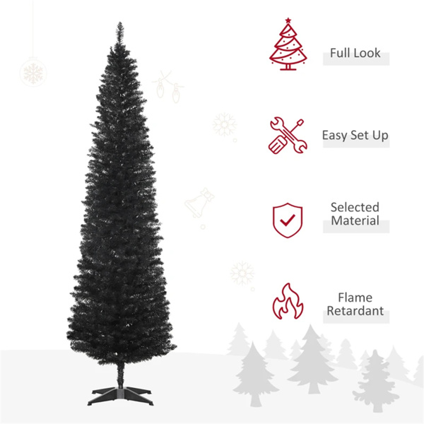 7 foot black Christmas tree with bracket