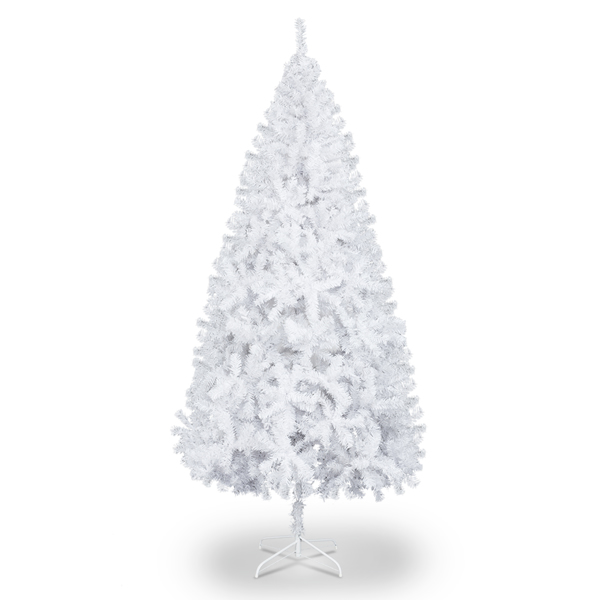 5 FT Artificial Christmas Tree, Unlit Hinged Christmas Pine Tree with 480 Branch Tips and Sturdy Metal Stand, White