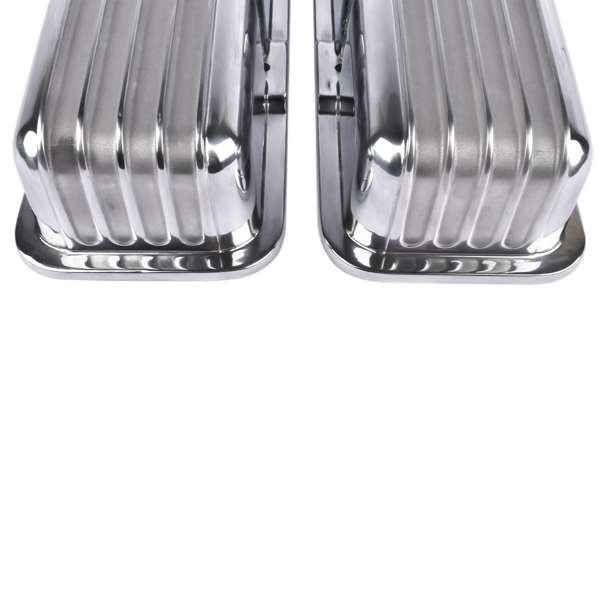 For SBC Small Block Chevy 350 1958-86 Polished Aluminum Finned Short Valve Cover