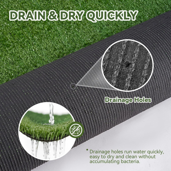 Artificial turf, professional dog mat large turf outdoor carpet terrace pet lawn, artificial carpet with drainage holes, 3.28FT * 6.56FT