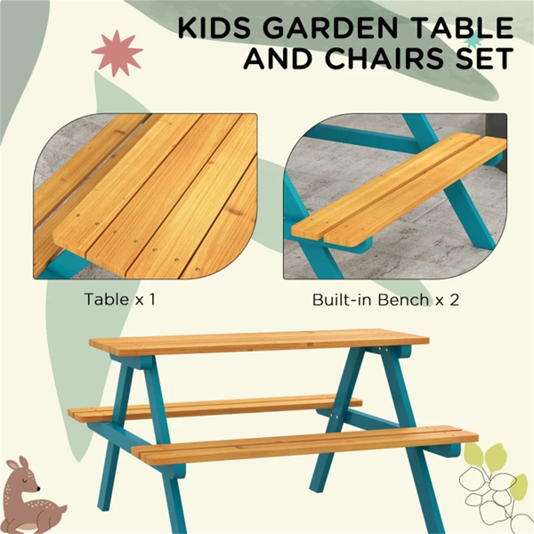 Wooden outdoor children's picnic table