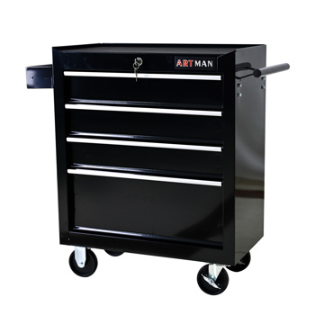 4 DRAWERS MULTIFUNCTIONAL TOOL CART WITH WHEELS-BLACK