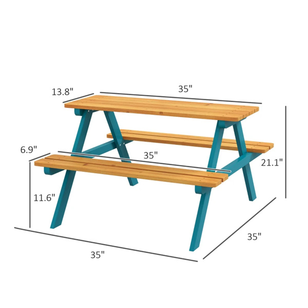 Wooden outdoor children's picnic table