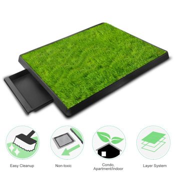 Dog Toilet Indoor Puppy Training Pad, Dog Potty Pet Training Grass Mat, Removable Waste Tray for Easier Clean Up, Artificial Turf, 25\\"×20\\"