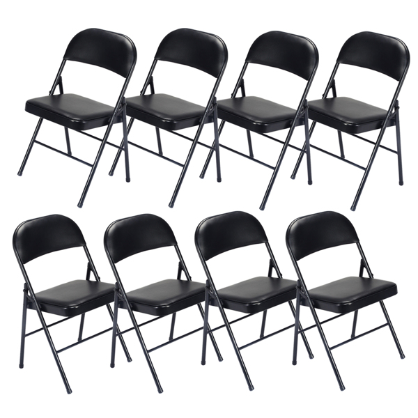 【Old Code：33457557】4pcs Elegant Foldable Iron & PVC Chairs for Convention & Exhibition Black