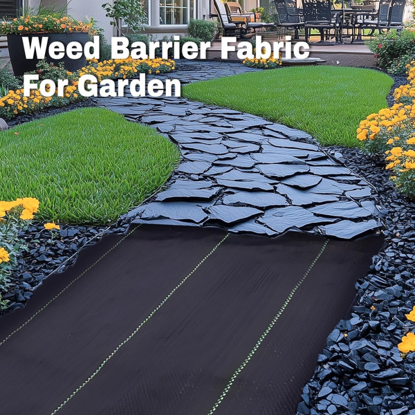 Weed Barrier Landscape Fabric Heavy Duty，Weed Block Gardening Ground Cover Mat, Weed Control Garden Cloth ，Woven Geotextile Fabric for Underlayment，Commercial Driveway Fabric-6FT*300FT(Roll up)