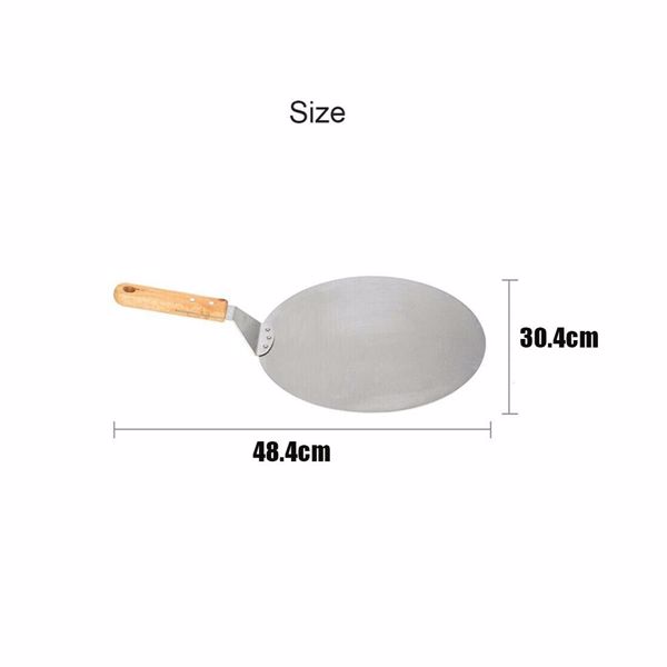 Stainless Steel Pizza Paddle Peel Bakers BBQ Oven Restaurant Tray Wooden Handle