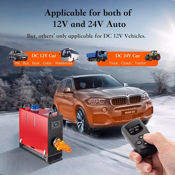 Diesel Heater All in One 8KW 12V-24V Portable Car Diesel Air Heater with Muffler, LCD Monitor, Remote Control, Fast Heating for Campers Truck Trailer RV Boat Garage and Indoors