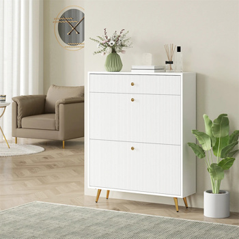 White shoe cabinet with adjustable shoe rack