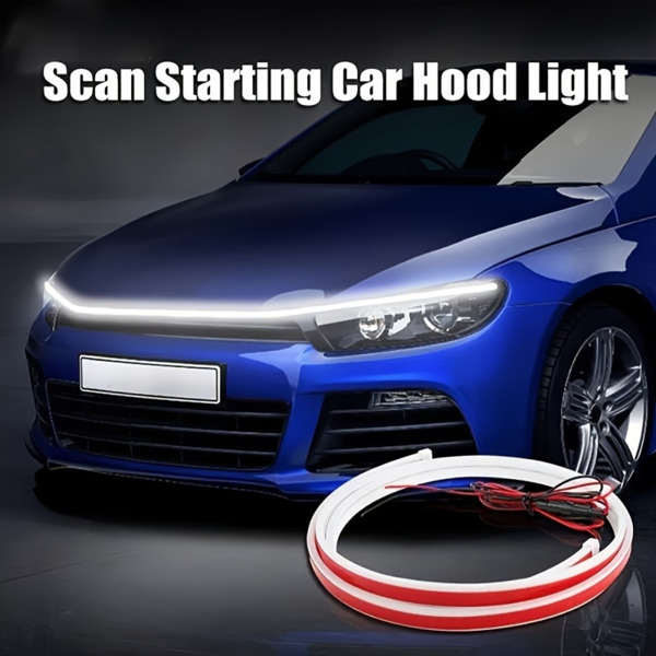 Upgrade Your Vehicle with a Universal 12V, 10W Start-Scan Car LED Hood Light White 59In  Dynamic Daytime Running Light!