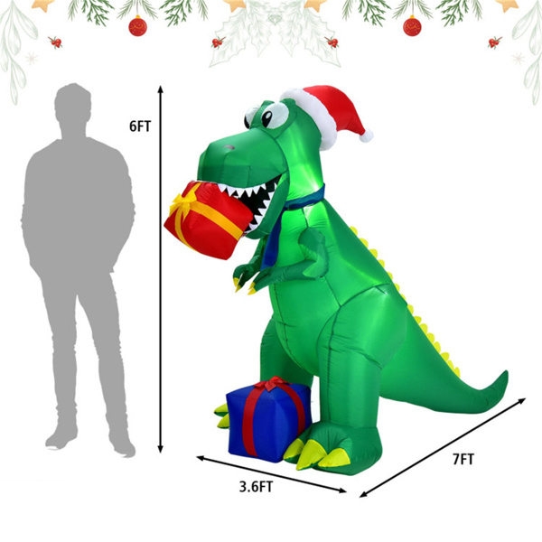 6 Feet Christmas Inflatable Dinosaur Christmas Decoration