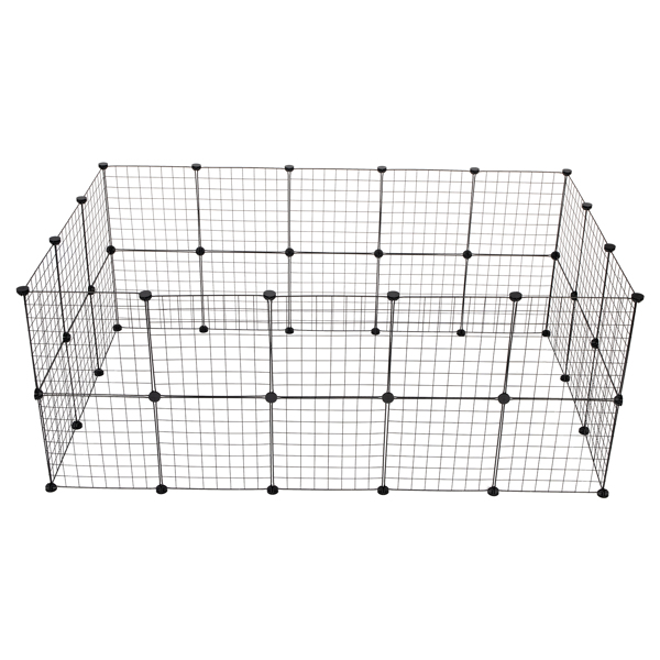 Pet Playpen, Small Animal Cage Indoor Portable Metal Wire Yard Fence for Small Animals, Guinea Pigs, Rabbits Kennel Crate Fence Tent Black 24pcs (And 8pcs For Free)