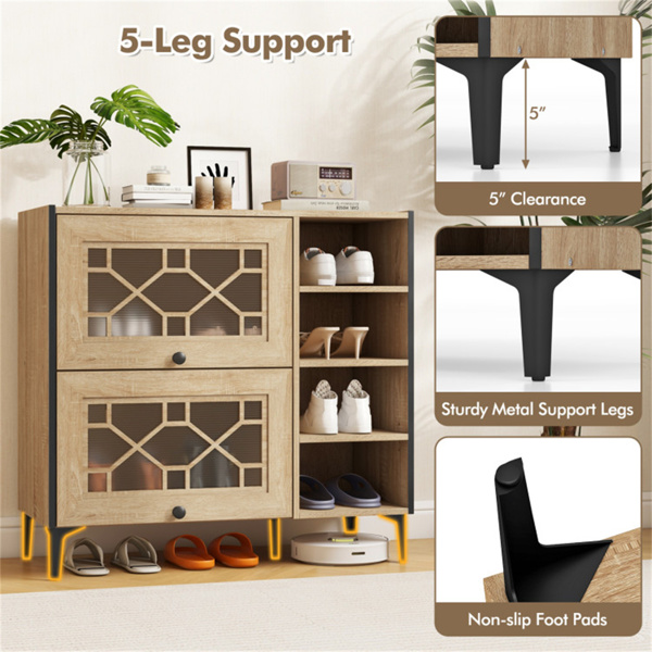 Entry shoe cabinet with adjustable shelf