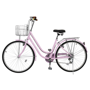 【replace：41373111】26in 150kg High Carbon Steel V Brake 7 Speed ​​Commuter Bike Pink