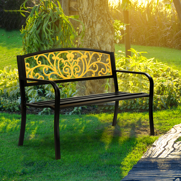 50" Iron Outdoor Courtyard Decoration Park Leisure Bench