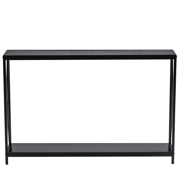 [Replace code:63804709]Triamine Board Cross Iron Frame Porch Table Sofa Side Table Black Wood Grain 