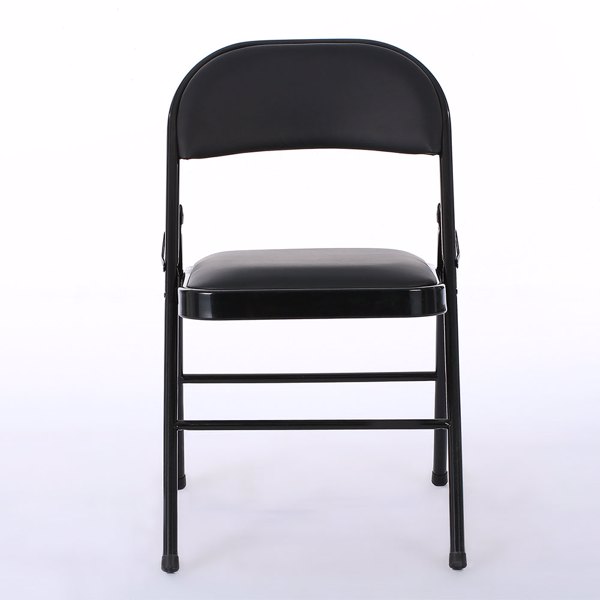 【Old Code：33457557】4pcs Elegant Foldable Iron & PVC Chairs for Convention & Exhibition Black