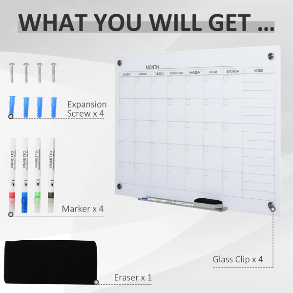 35 "x23" Calendar Planner Dry Wipe Wall Calendar with 4 Marks and 1 Eraser