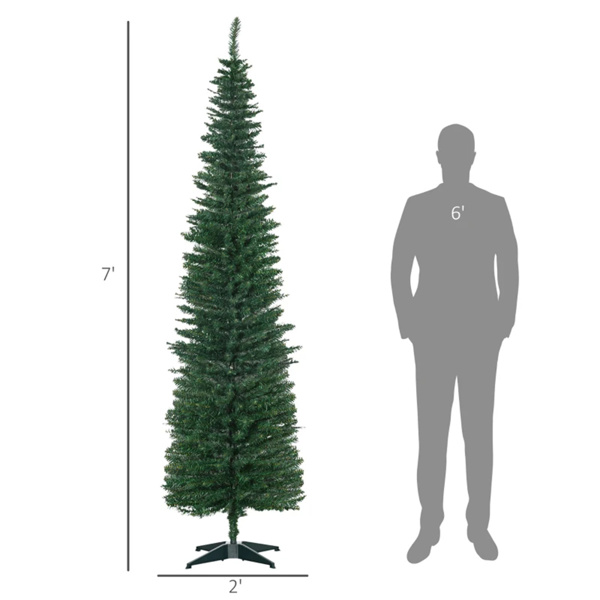 7 foot green Christmas tree with bracket