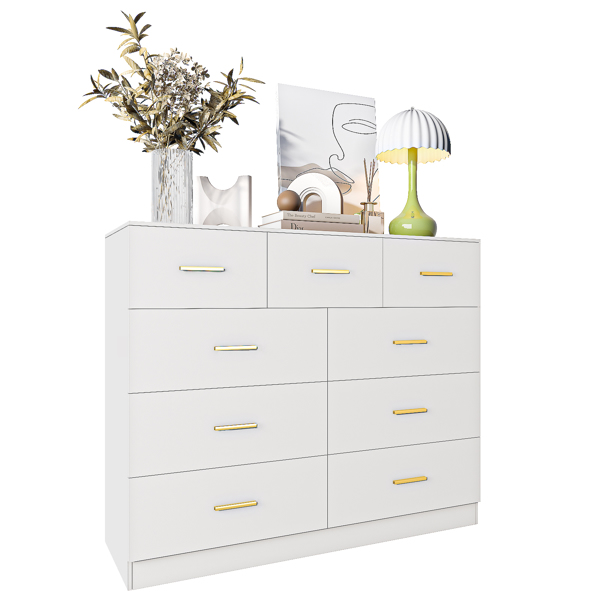 FCH 9 Drawer Double Dresser for Bedroom, Wide Storage Cabinet for Living Room Home Entryway,White