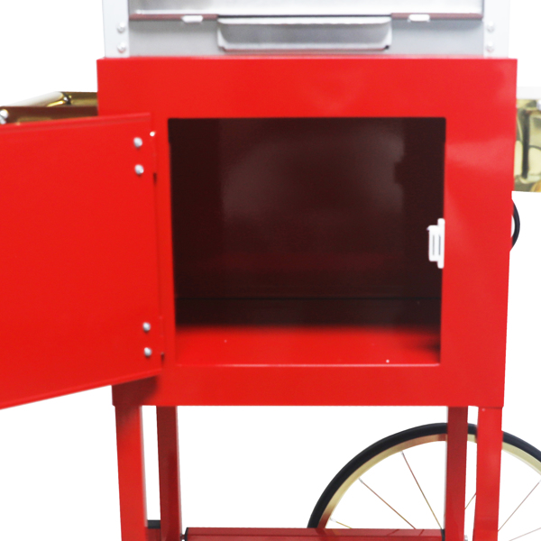 Popcorn Machine with Cart – 6oz Popper with Stainless-steel Kettle, Heated Warming Deck, and Old Maids Drawer,Red 