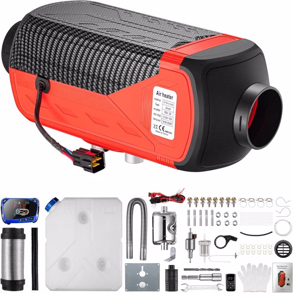 Diesel Heater 8KW, Portable 12V Car Air Kit w/Wireless Remote Control LCD Display 5L Tank Muffler Fast Heating Defrost Defogger for Campers,Shop,Home,RV,Boat,SUV,Garage Red New Remote 8KW