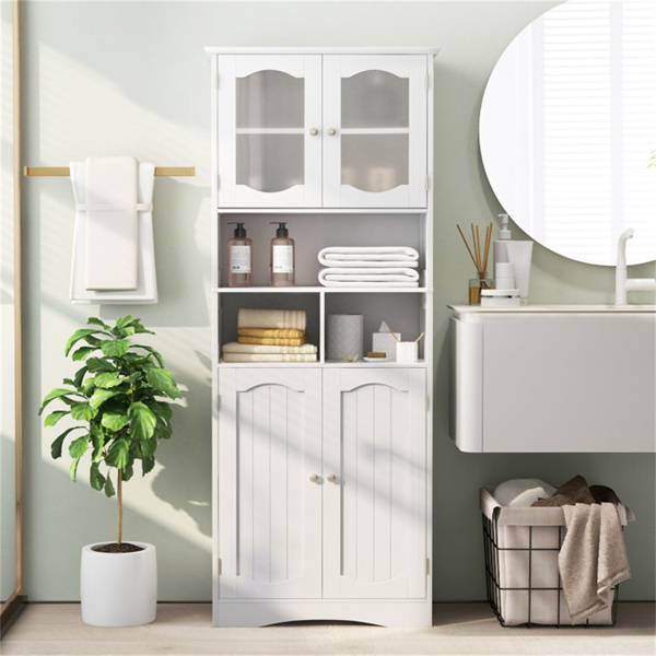 Bathroom Storage Cabinet with Glass Doors and Shelves