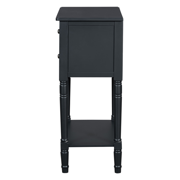 Narrow Console Table, Slim Sofa Table with Three Storage Drawers and Bottom Shelf (Black)