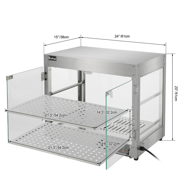 110.00V 800.00W Two Layers Stainless Steel Color Stainless Steel/Tempered Glass Warming Cabinet