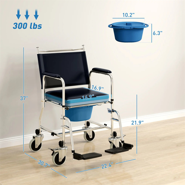 New Mobile shower chair, toilet wheelchair