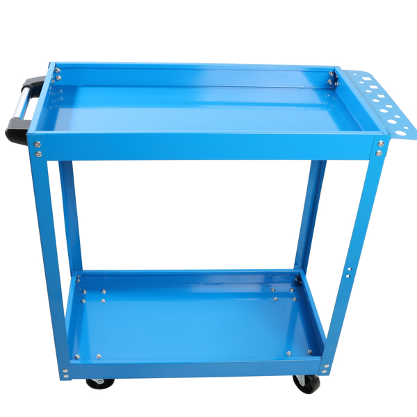 Tool Cart on Wheels,  Heavy Duty Steel Utility Cart w/Lockable Wheels, 400 LBS Capacity Industrial Service Cart for Garage, Warehouse, Workshop (Two-layer Bright Blue)