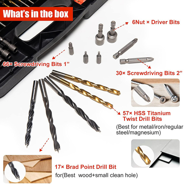 246 pcs inch drill sets Fried Dough Twists drill woodworking drill cement drill bit bit tapper set