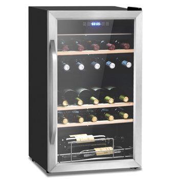 ZOKOP Dual Zone Wine and Beverage Refridgerator, 33 Bottle Wine Fridge with Independent Temperature Control & Glass Door, Freestanding Wine Cooler Chiller for Wine Champagne Beer