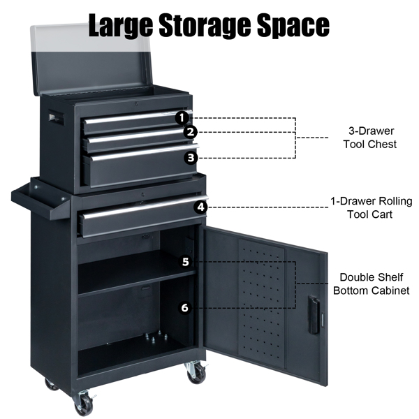 4 Drawstring Cabinet Steel Black Lock 330lb Instrument Cart Storage Room