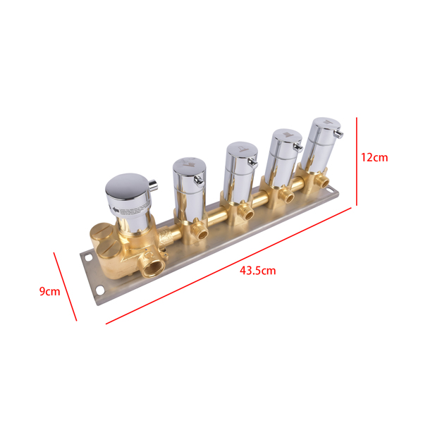 4-Function Silver Brass Shower Diverter Thermostatic Valve Shower Diverter Valve Constant Temperature Design Brass