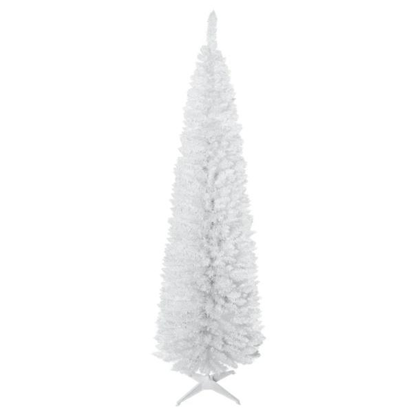 7 foot white Christmas tree with bracket