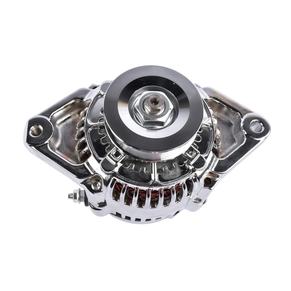 Chrome Mini Alternator Fits For GM Denso Style 12 Volt V-Belt 1 Wire Street Race