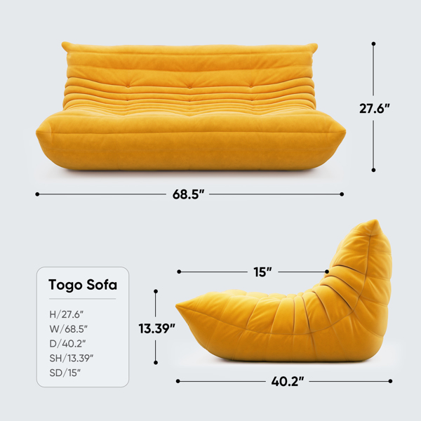 Armless Bean Bag Chair 3-Seat