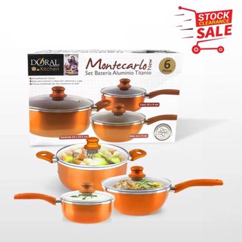  Kitchen Cookware Set, 6 PCS Nonstick Pot and Pan Set-Wok, Soup, Milk Pot Set Orange