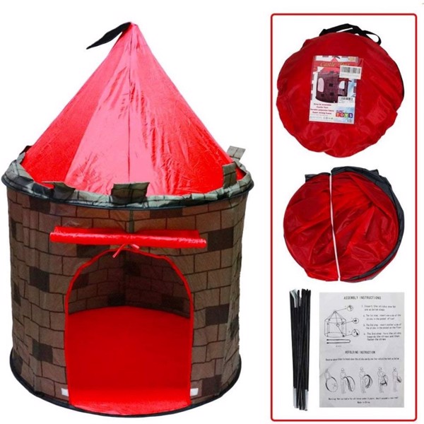 Kids Knight Castle Play Tent with 100 Pit Balls, Pop-up Play Tent with Storage Pocket