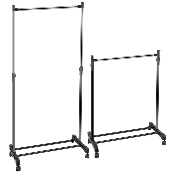 Adjustable Height Rolling Metal Clothes Rack Chrome 30 lbs