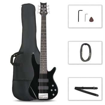 [Do Not Sell on Amazon]Glarry Full Size GIB 6 String H-H Pickup <b style=\\'color:red\\'>Electric</b> Bass Guitar Bag Strap Pick