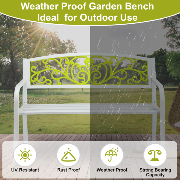 50" Iron Outdoor Courtyard Decoration Park Leisure Bench