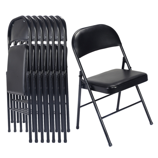 【Old Code：33457557】4pcs Elegant Foldable Iron & PVC Chairs for Convention & Exhibition Black