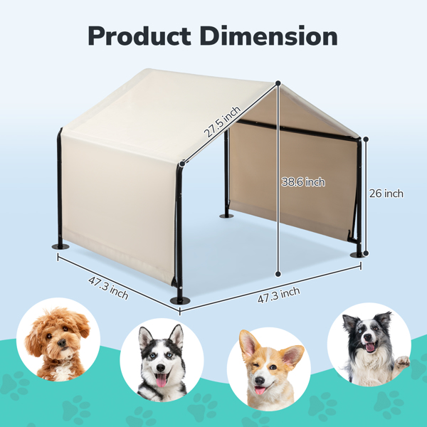 4*4*3.3FT Dog Tent Creamy White