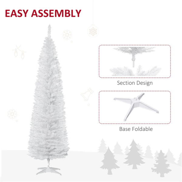 7 foot white Christmas tree with bracket